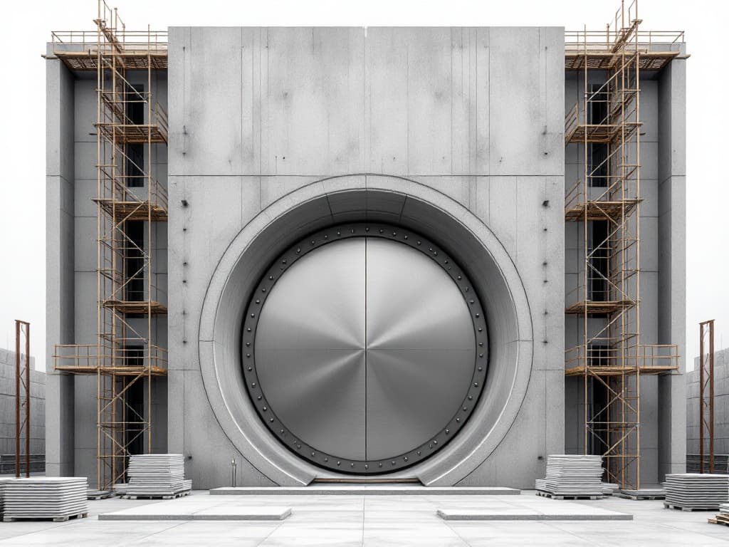 FRIDGARD: ein Rohbau aus Beton, in dessen Kern bereits eine runde Tresortür sitzt