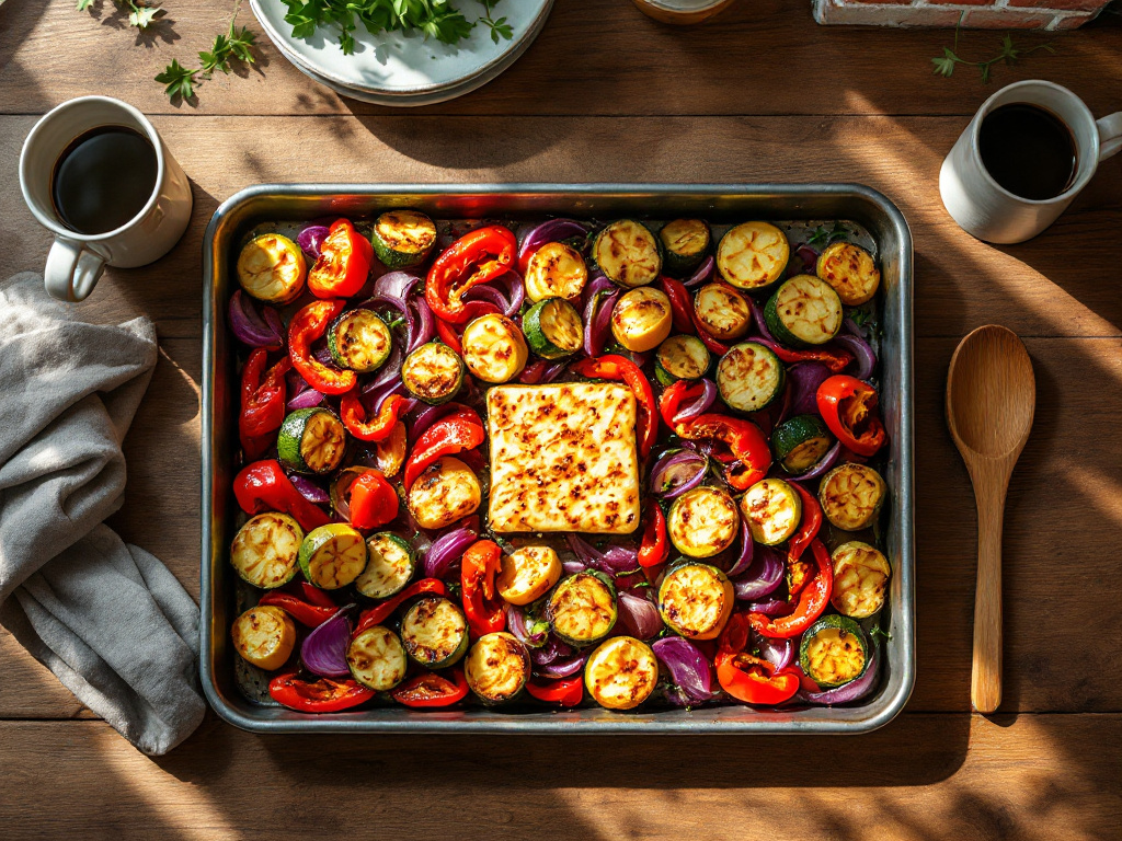 Ofengemüse mit Halloumi auf Backblech