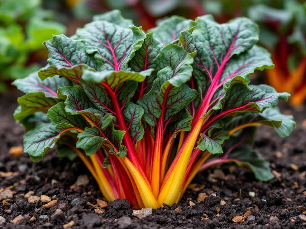 Bunter Mangold im Beet
