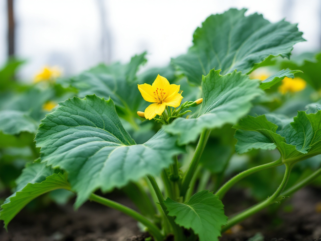 Zucchinipflanze mit gelber Blüte