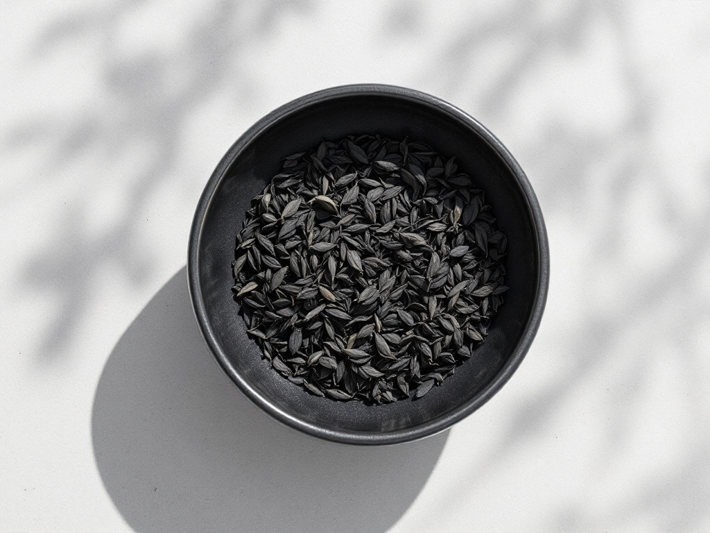 Dunkle Schale mit Schwarztee von oben